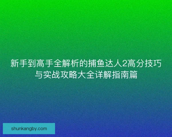 新手到高手全解析的捕鱼达人2高分技巧与实战攻略大全详解指南篇